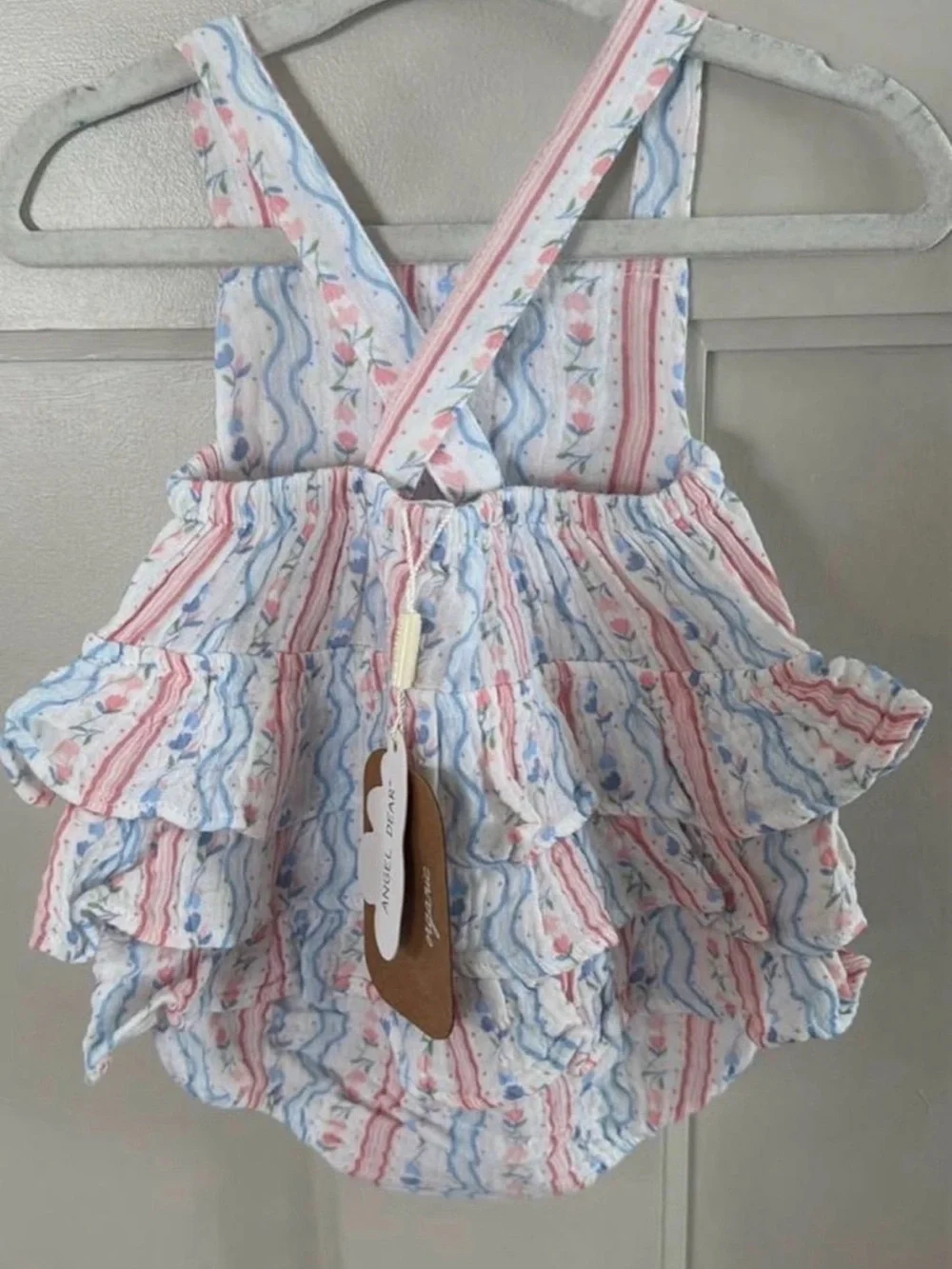 NWT Angel Dear Ruffle Sunsuit, Tulip Stripe